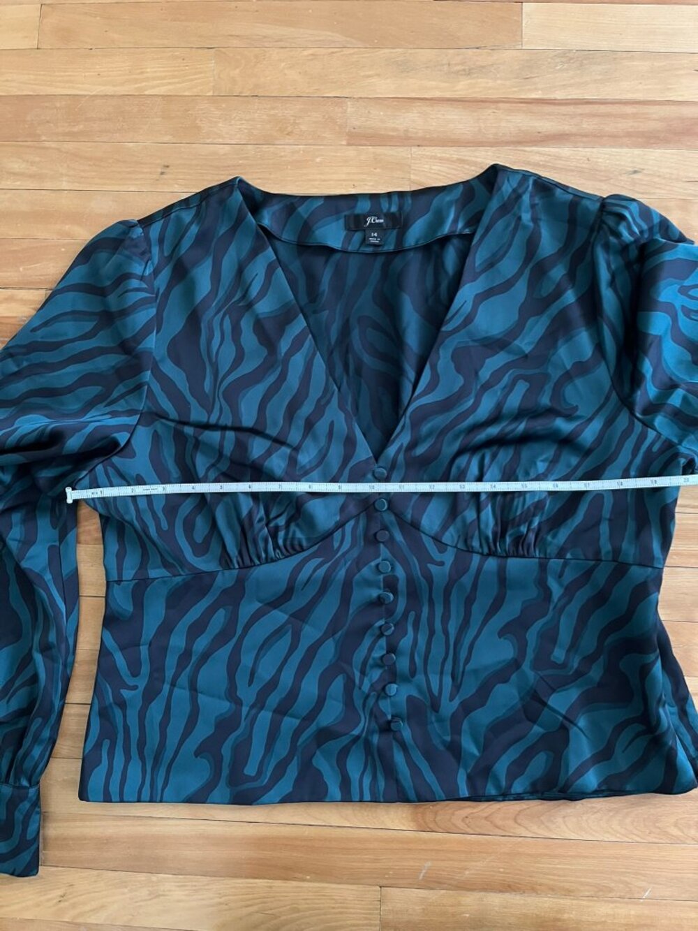 Emerald green romantic v-neck blouse - J.Crew Size 14 - Picture 5 of 8
